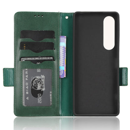 For Sony Xperia 1 V Cell Phone Cover Stand Wallet Imprinted Triangle PU Leather Phone Case