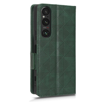 For Sony Xperia 1 V Cell Phone Cover Stand Wallet Imprinted Triangle PU Leather Phone Case