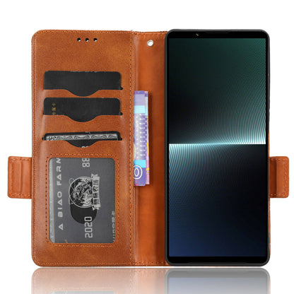 For Sony Xperia 1 V Cell Phone Cover Stand Wallet Imprinted Triangle PU Leather Phone Case