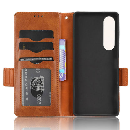 For Sony Xperia 1 V Cell Phone Cover Stand Wallet Imprinted Triangle PU Leather Phone Case