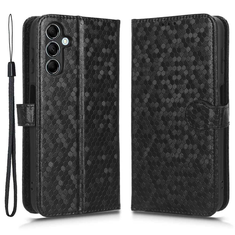 For Samsung Galaxy M54 5G / F54 5G Leather Phone Case Imprinted Dot Pattern Smartphone Cover with Stand Wallet