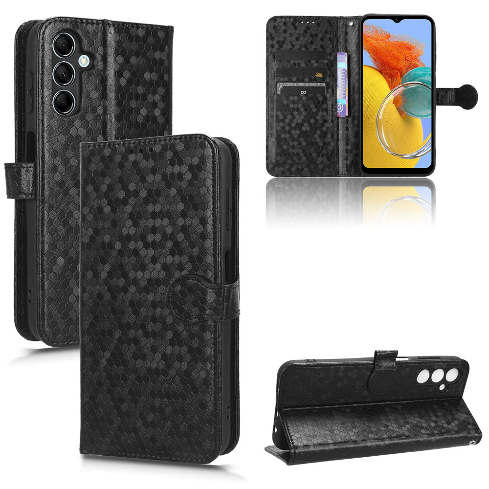 For Samsung Galaxy M54 5G / F54 5G Leather Phone Case Imprinted Dot Pattern Smartphone Cover with Stand Wallet