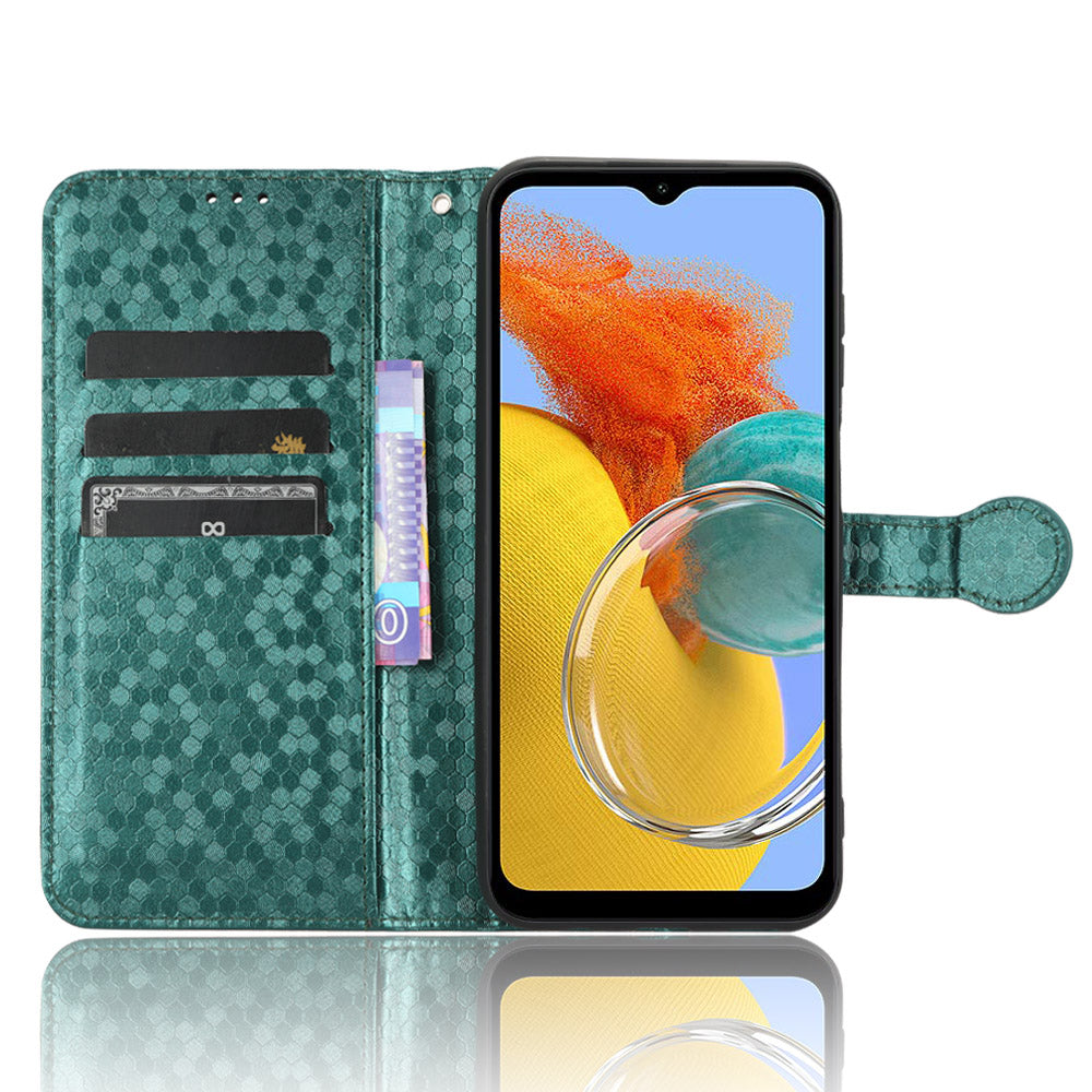 For Samsung Galaxy M54 5G / F54 5G Leather Phone Case Imprinted Dot Pattern Smartphone Cover with Stand Wallet