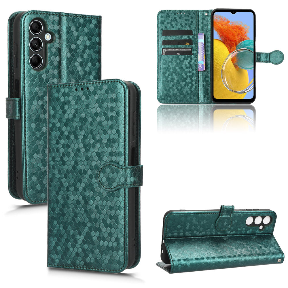 For Samsung Galaxy M54 5G / F54 5G Leather Phone Case Imprinted Dot Pattern Smartphone Cover with Stand Wallet