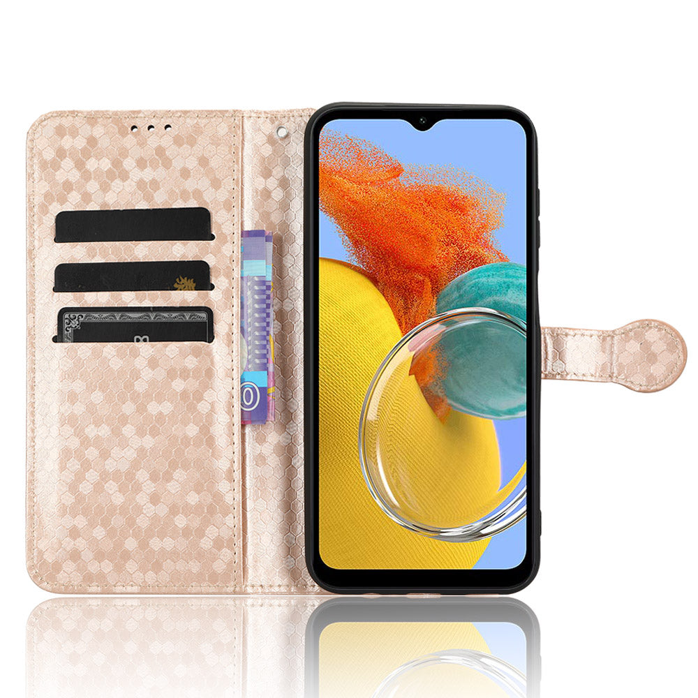 For Samsung Galaxy M54 5G / F54 5G Leather Phone Case Imprinted Dot Pattern Smartphone Cover with Stand Wallet