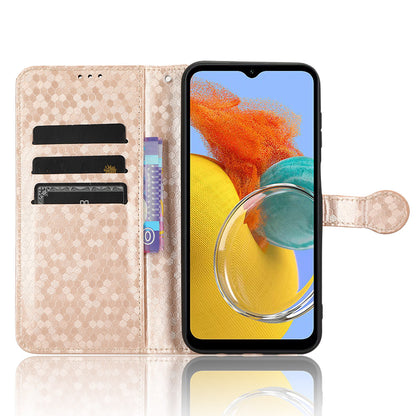 For Samsung Galaxy M54 5G / F54 5G Leather Phone Case Imprinted Dot Pattern Smartphone Cover with Stand Wallet