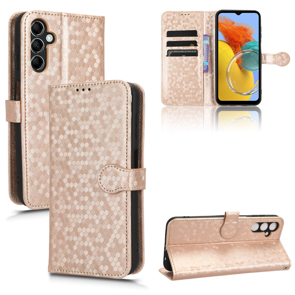 For Samsung Galaxy M54 5G / F54 5G Leather Phone Case Imprinted Dot Pattern Smartphone Cover with Stand Wallet