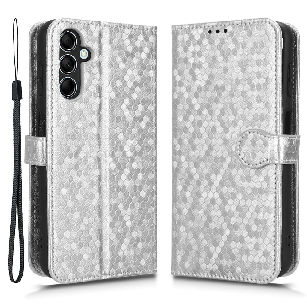 For Samsung Galaxy M54 5G / F54 5G Leather Phone Case Imprinted Dot Pattern Smartphone Cover with Stand Wallet