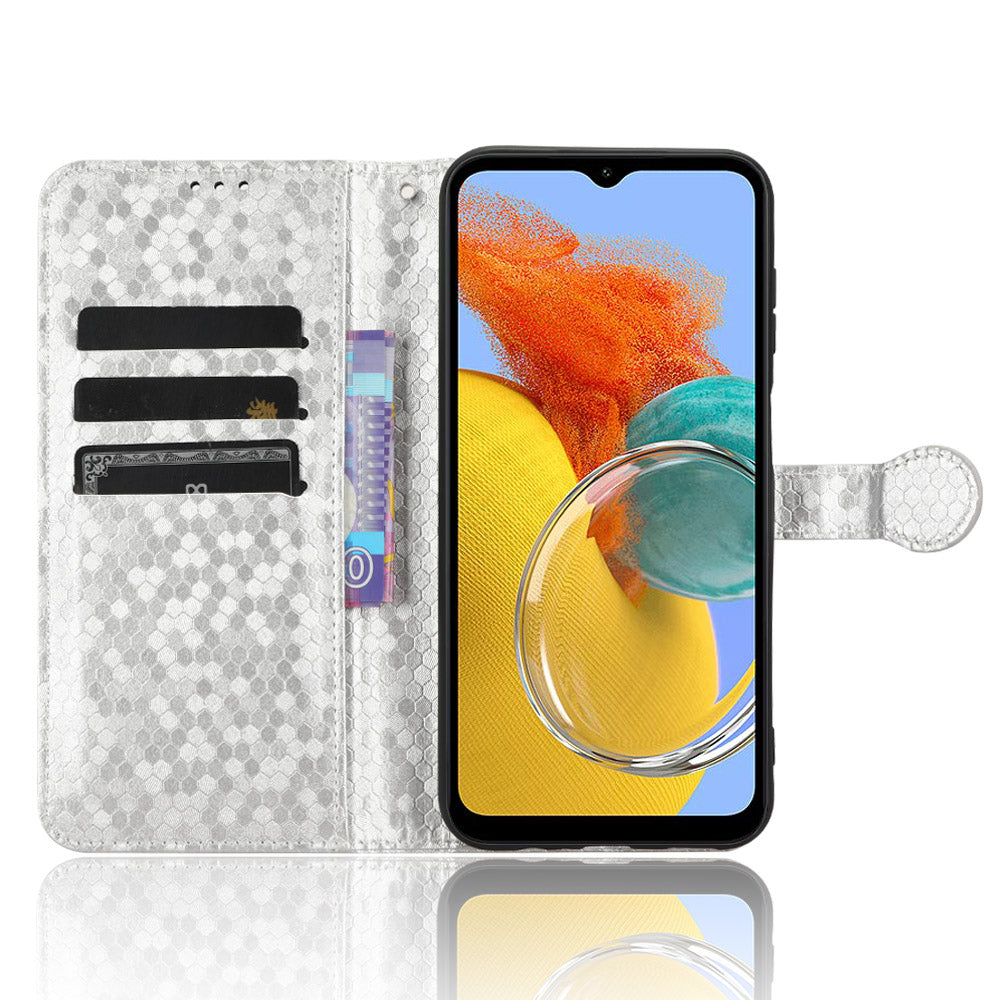 For Samsung Galaxy M54 5G / F54 5G Leather Phone Case Imprinted Dot Pattern Smartphone Cover with Stand Wallet