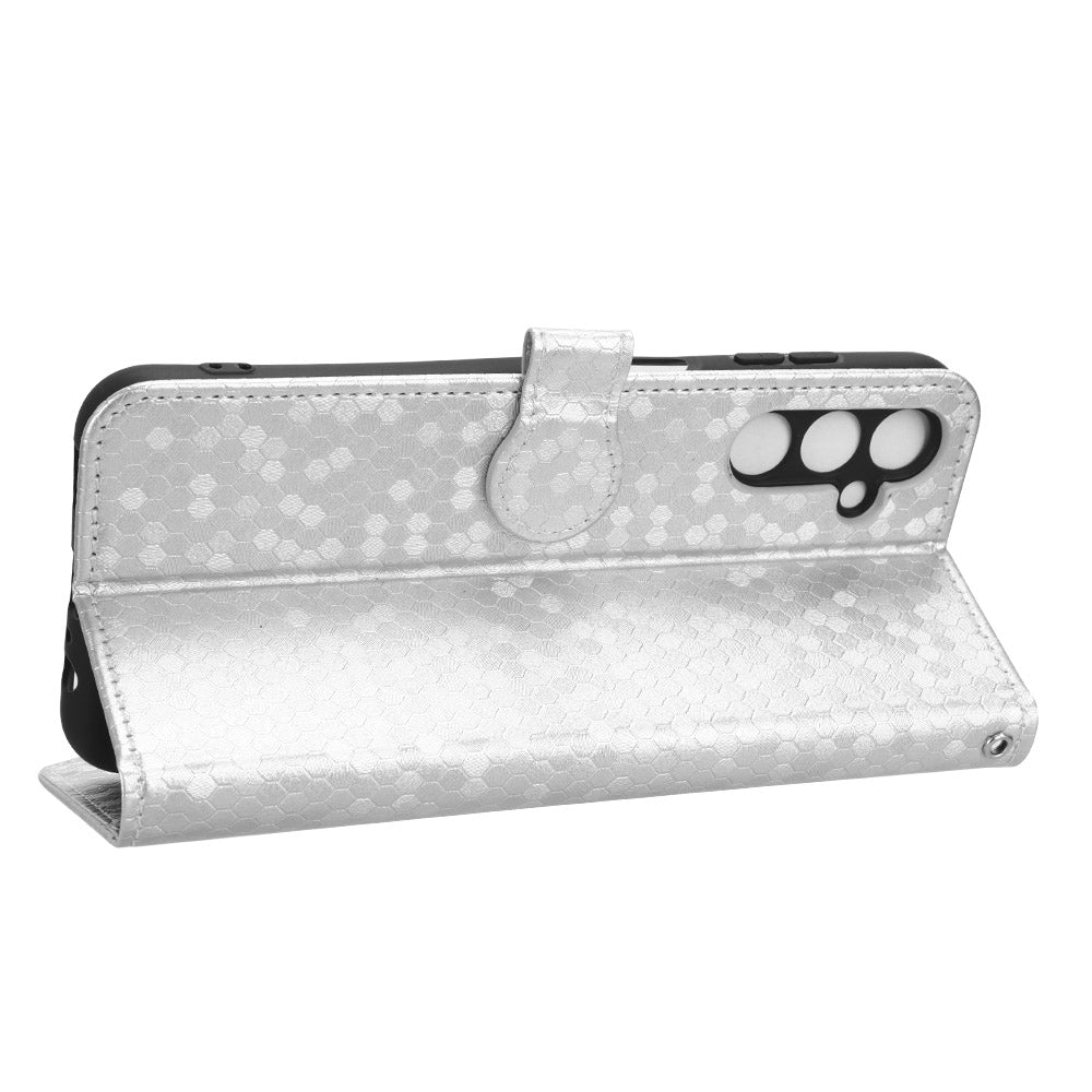 For Samsung Galaxy M54 5G / F54 5G Leather Phone Case Imprinted Dot Pattern Smartphone Cover with Stand Wallet