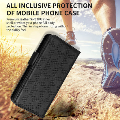 For Samsung Galaxy M54 5G / F54 5G PU Leather Wallet Phone Case Imprinted Triangle Phone Cover with Stand