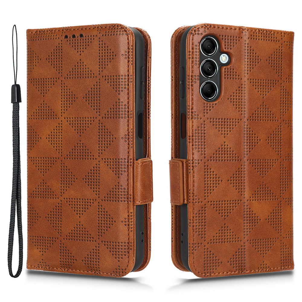 For Samsung Galaxy M54 5G / F54 5G PU Leather Wallet Phone Case Imprinted Triangle Phone Cover with Stand