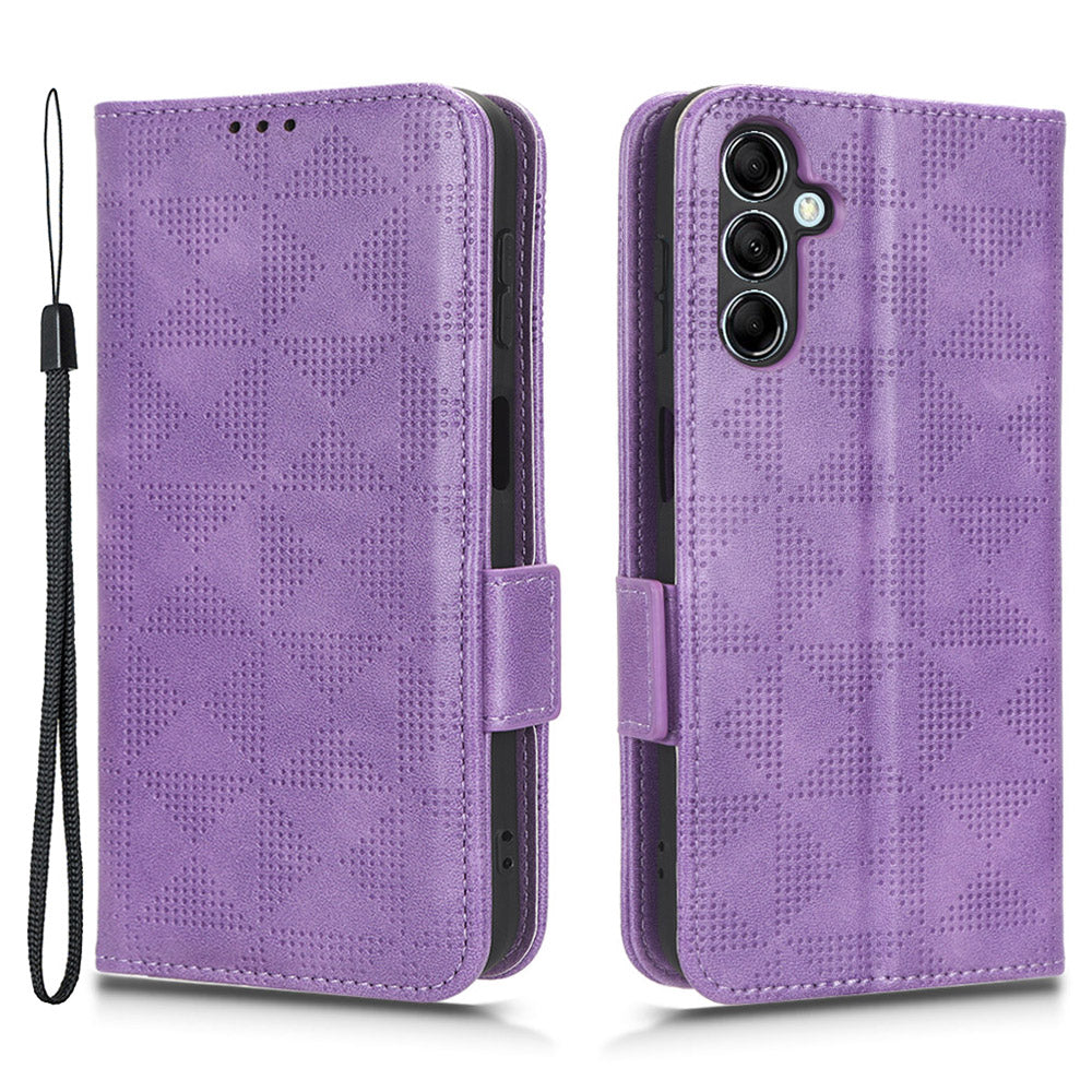 For Samsung Galaxy M54 5G / F54 5G PU Leather Wallet Phone Case Imprinted Triangle Phone Cover with Stand