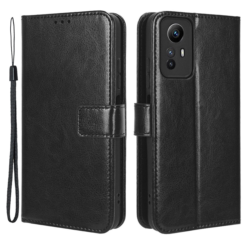 PU Leather Case for Xiaomi Redmi Note 12S 4G , Crazy Horse Texture Phone Cover with Wallet Stand