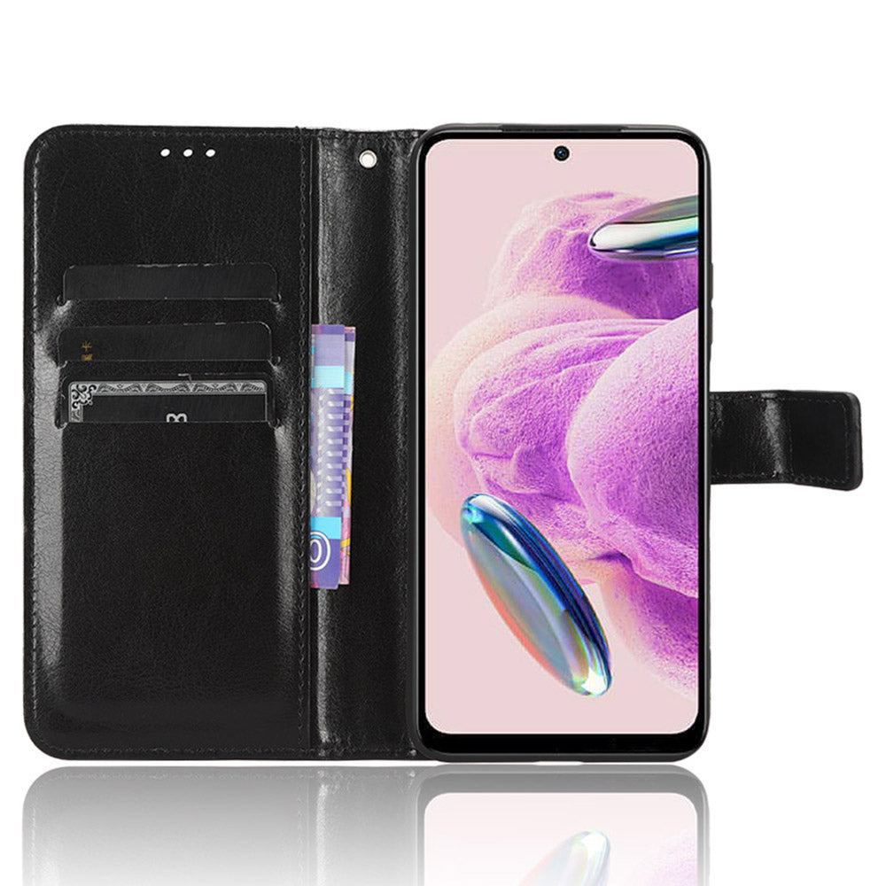 PU Leather Case for Xiaomi Redmi Note 12S 4G , Crazy Horse Texture Phone Cover with Wallet Stand