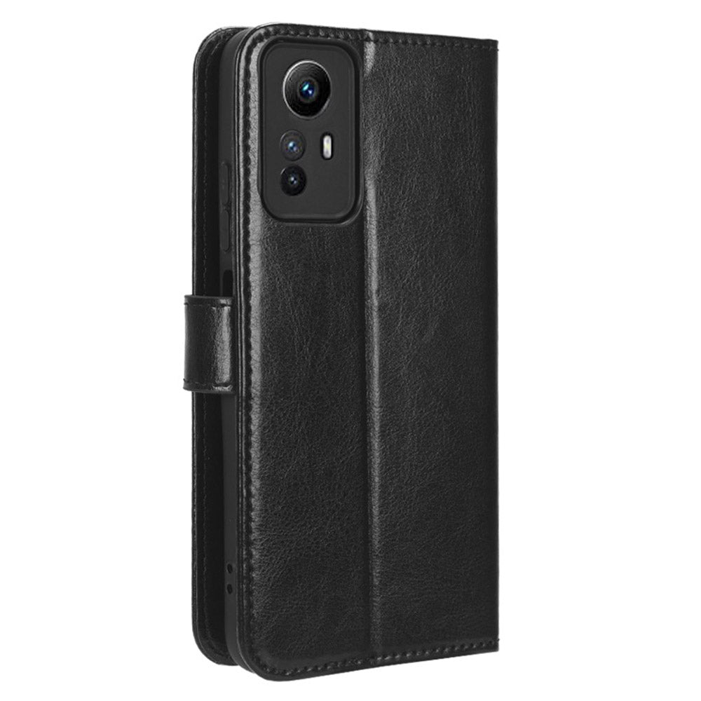 PU Leather Case for Xiaomi Redmi Note 12S 4G , Crazy Horse Texture Phone Cover with Wallet Stand