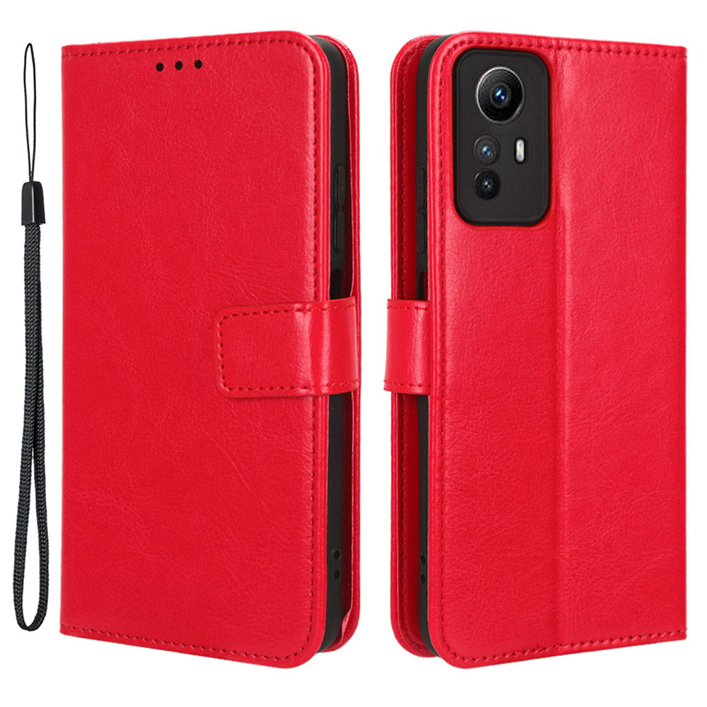 PU Leather Case for Xiaomi Redmi Note 12S 4G , Crazy Horse Texture Phone Cover with Wallet Stand