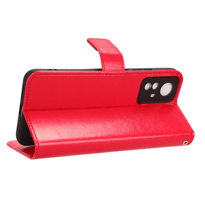 PU Leather Case for Xiaomi Redmi Note 12S 4G , Crazy Horse Texture Phone Cover with Wallet Stand