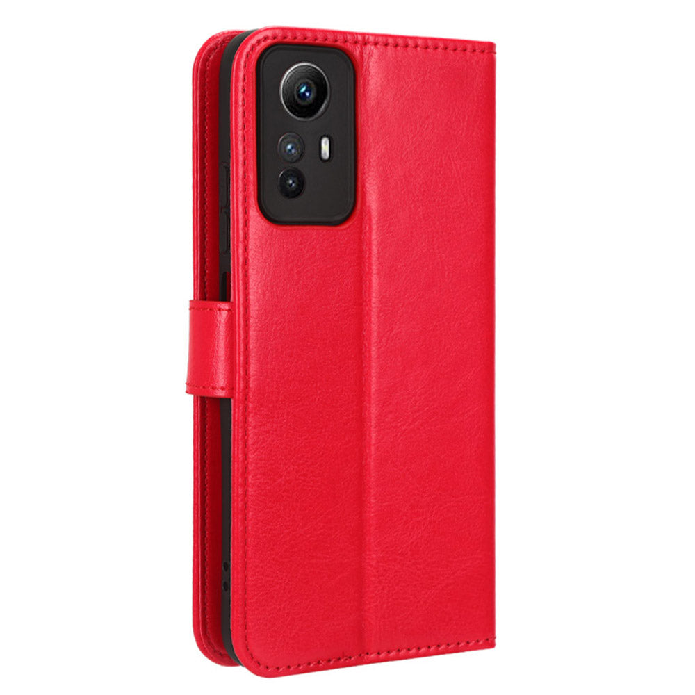 PU Leather Case for Xiaomi Redmi Note 12S 4G , Crazy Horse Texture Phone Cover with Wallet Stand