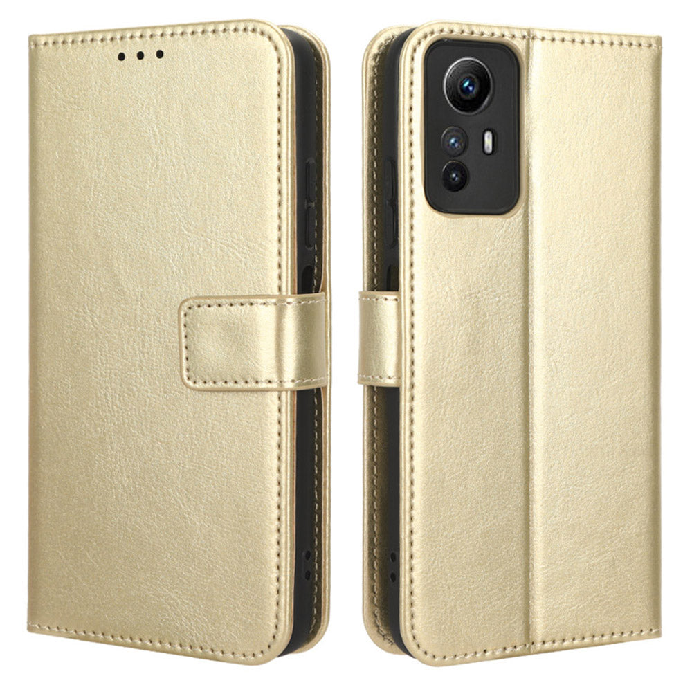 PU Leather Case for Xiaomi Redmi Note 12S 4G , Crazy Horse Texture Phone Cover with Wallet Stand