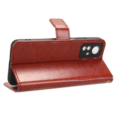 PU Leather Case for Xiaomi Redmi Note 12S 4G , Crazy Horse Texture Phone Cover with Wallet Stand