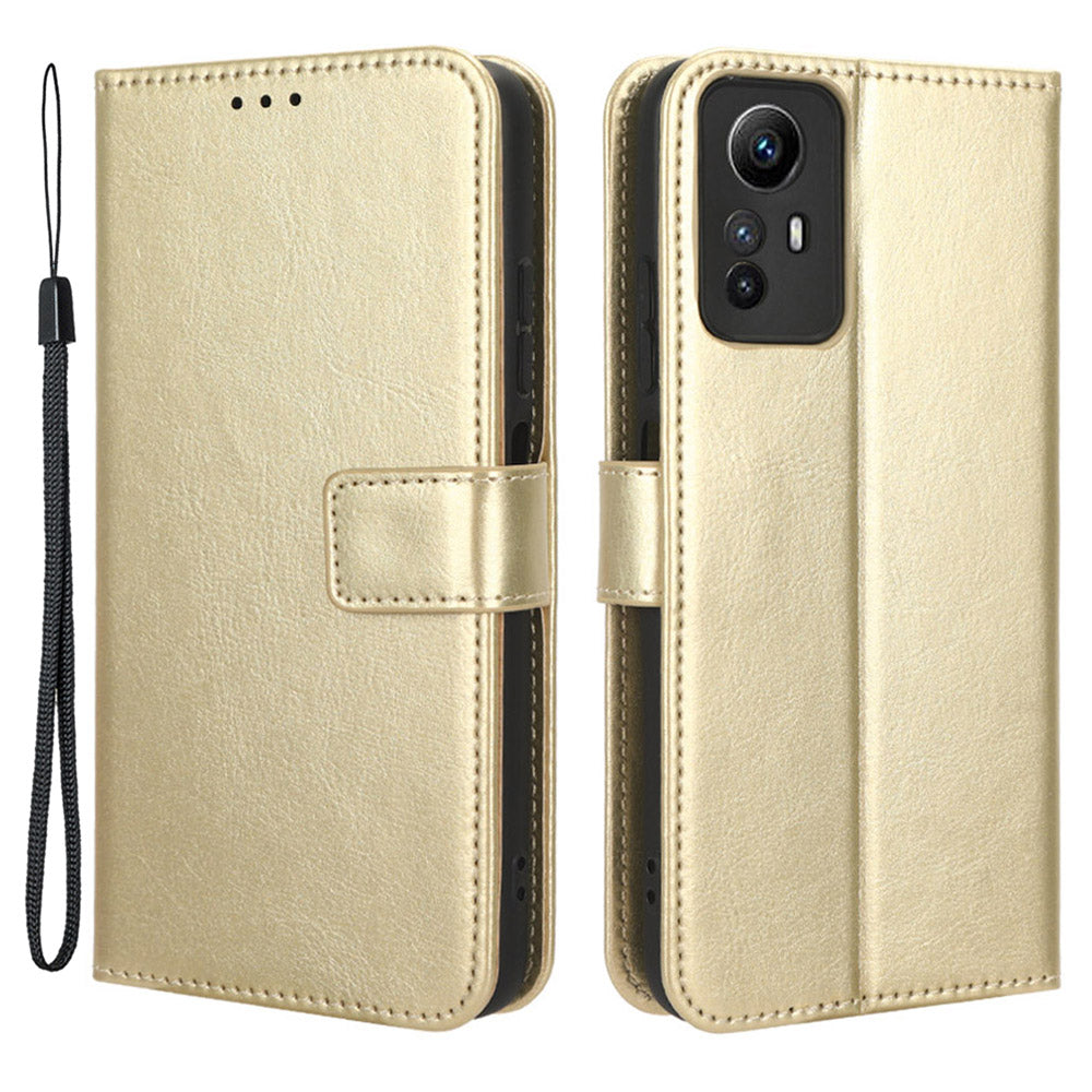 PU Leather Case for Xiaomi Redmi Note 12S 4G , Crazy Horse Texture Phone Cover with Wallet Stand