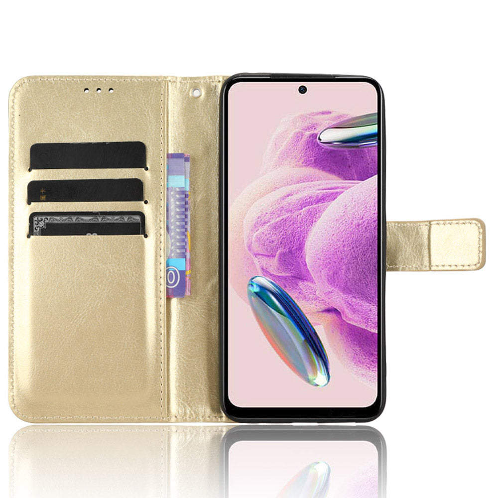 PU Leather Case for Xiaomi Redmi Note 12S 4G , Crazy Horse Texture Phone Cover with Wallet Stand