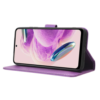 PU Leather Wallet Case for Xiaomi Redmi Note 12S 4G ,  Diamond Texture Phone Stand Cover