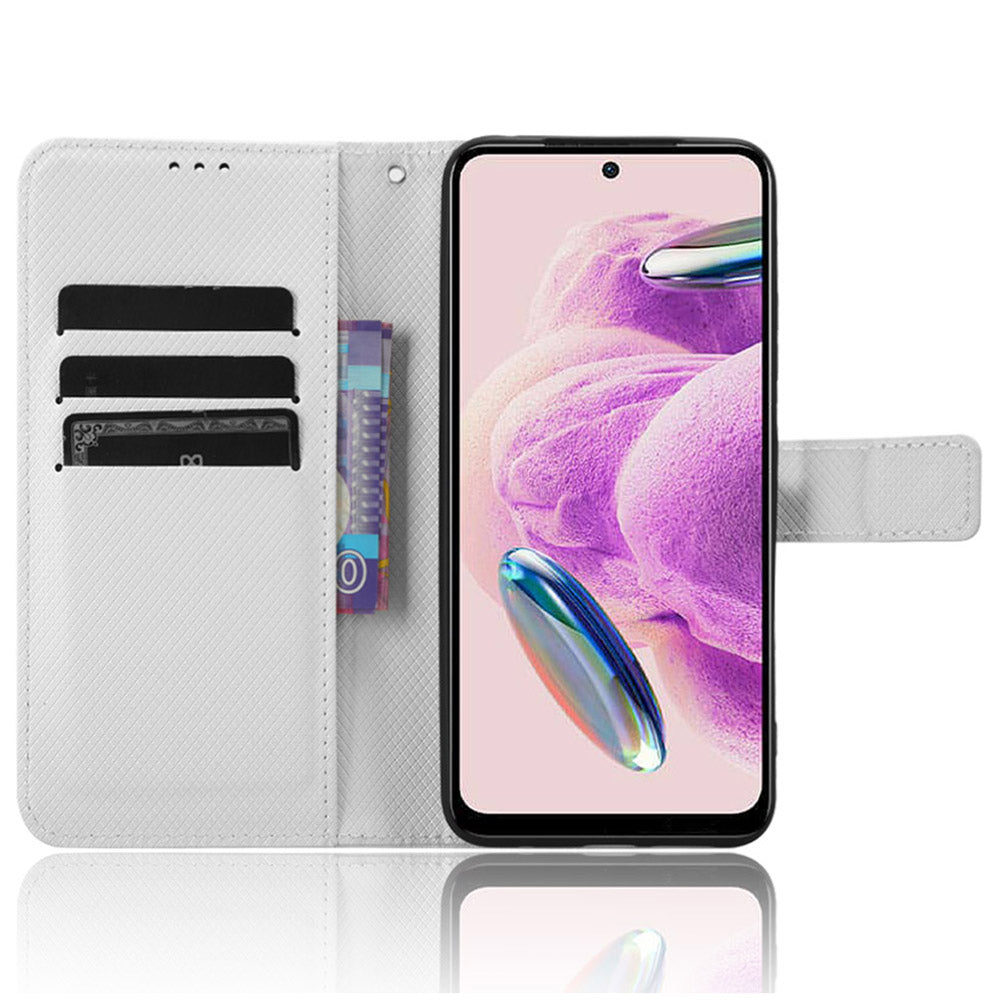 PU Leather Wallet Case for Xiaomi Redmi Note 12S 4G ,  Diamond Texture Phone Stand Cover