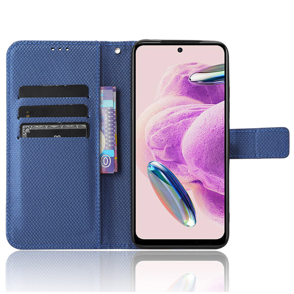 PU Leather Wallet Case for Xiaomi Redmi Note 12S 4G ,  Diamond Texture Phone Stand Cover