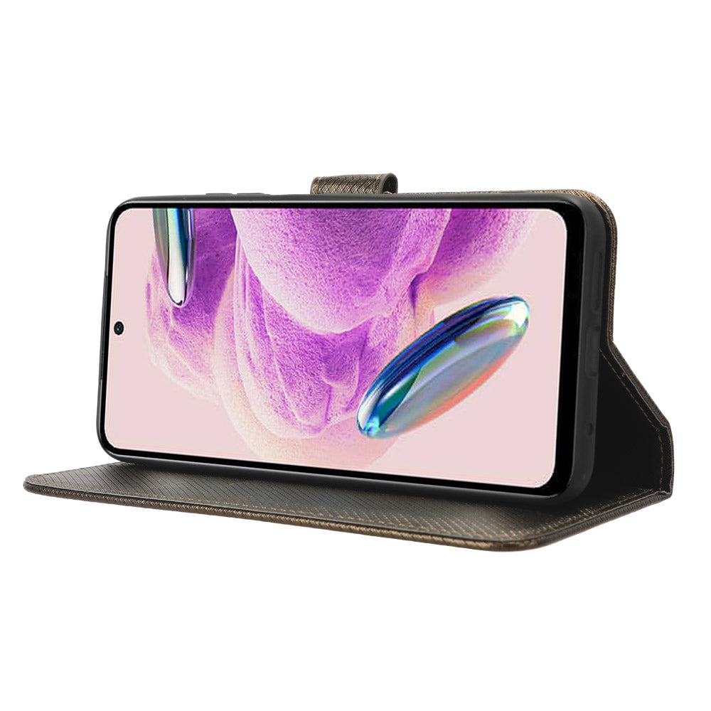 PU Leather Wallet Case for Xiaomi Redmi Note 12S 4G ,  Diamond Texture Phone Stand Cover