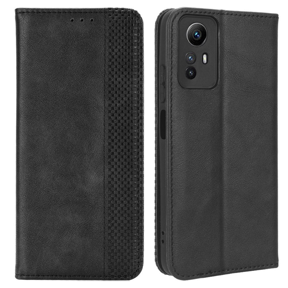 Magnetic Closing Leather Case for Xiaomi Redmi Note 12S 4G , Stand Wallet Retro Phone Cover