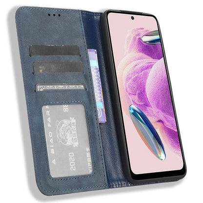Magnetic Closing Leather Case for Xiaomi Redmi Note 12S 4G , Stand Wallet Retro Phone Cover
