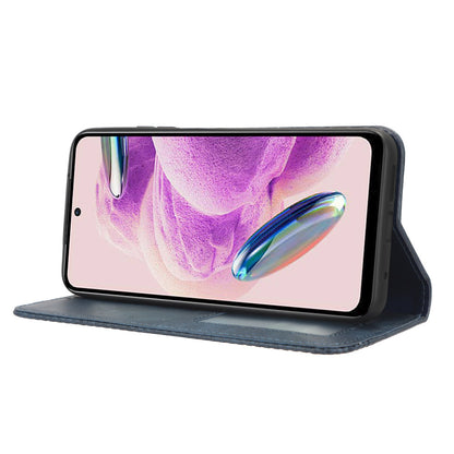 Magnetic Closing Leather Case for Xiaomi Redmi Note 12S 4G , Stand Wallet Retro Phone Cover