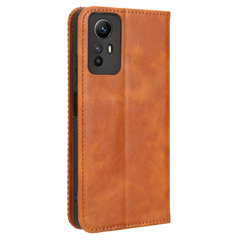 Magnetic Closing Leather Case for Xiaomi Redmi Note 12S 4G , Stand Wallet Retro Phone Cover