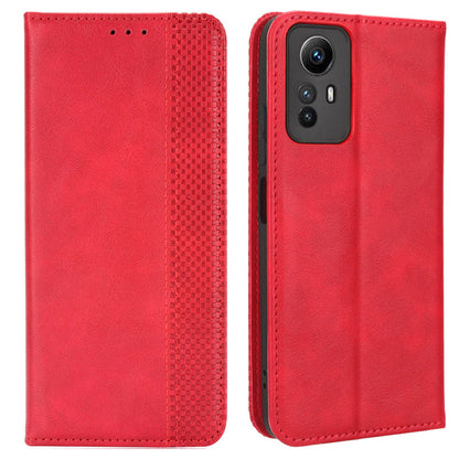 Magnetic Closing Leather Case for Xiaomi Redmi Note 12S 4G , Stand Wallet Retro Phone Cover