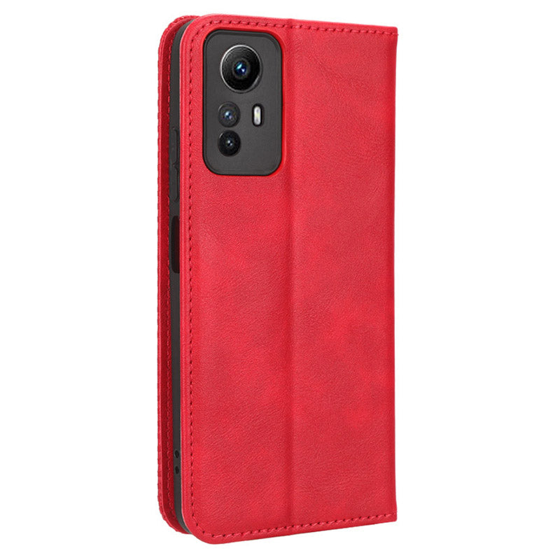 Magnetic Closing Leather Case for Xiaomi Redmi Note 12S 4G , Stand Wallet Retro Phone Cover