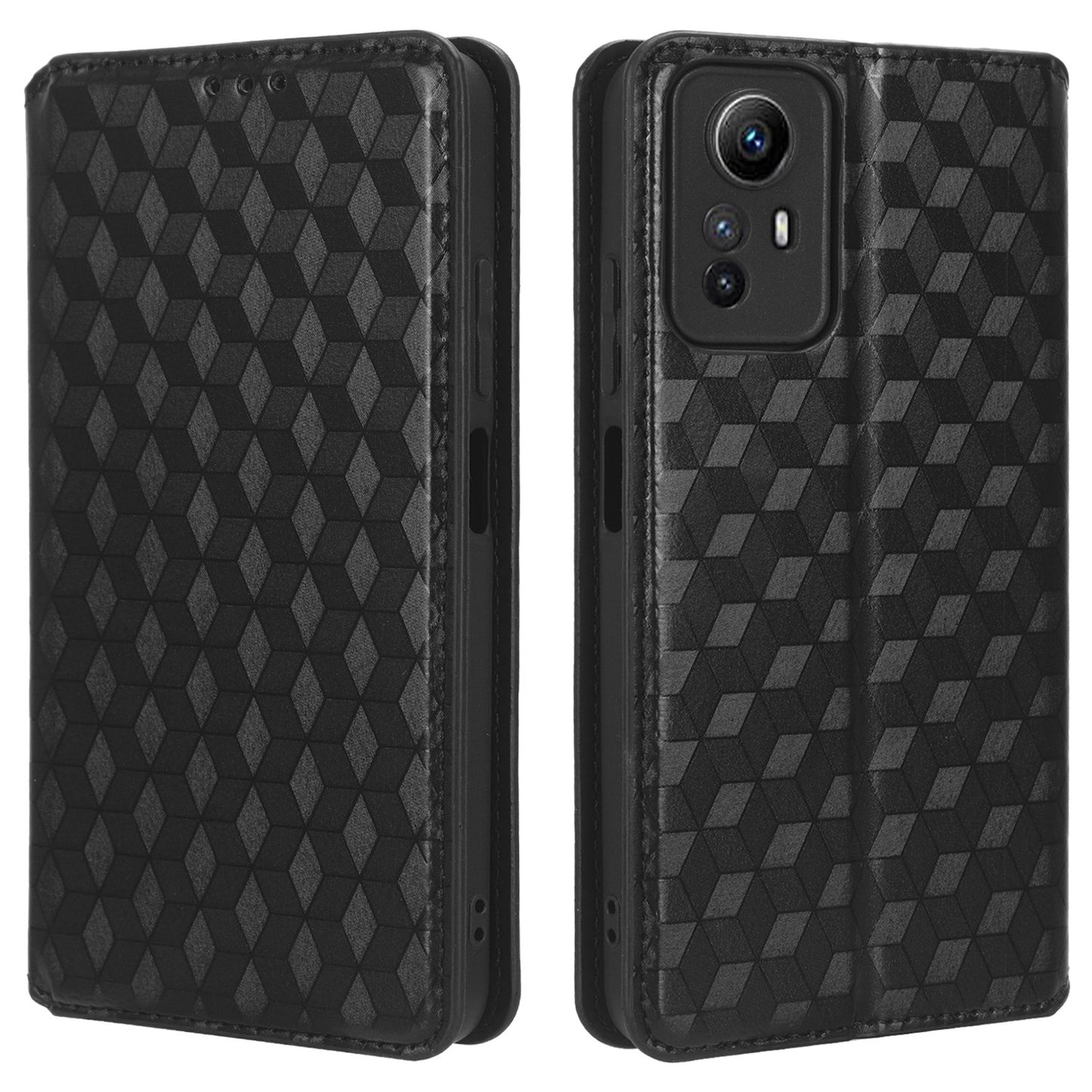 For Xiaomi Redmi Note 12S 4G Stand Wallet Phone Case PU Leather Rhombus Imprinted Cover