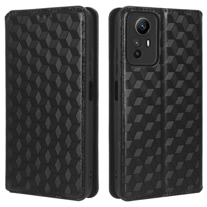 For Xiaomi Redmi Note 12S 4G Stand Wallet Phone Case PU Leather Rhombus Imprinted Cover