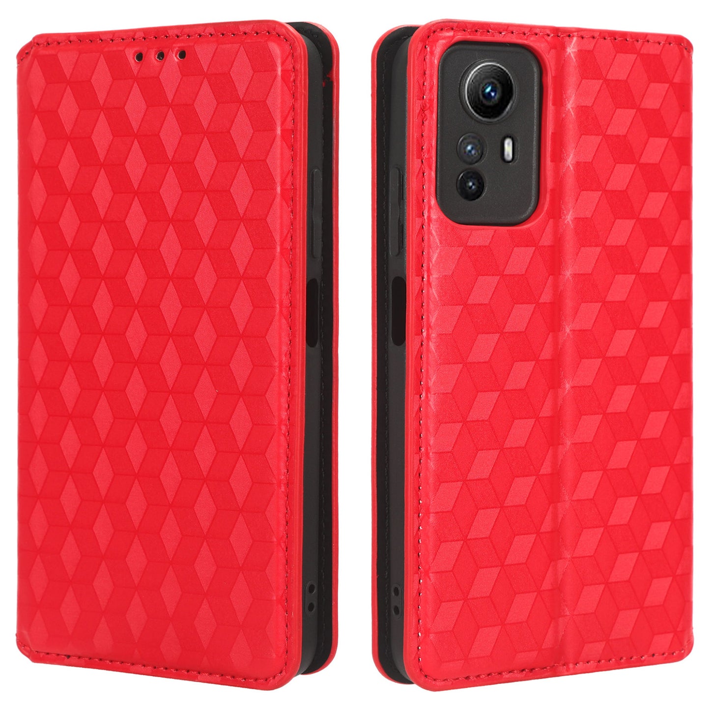 For Xiaomi Redmi Note 12S 4G Stand Wallet Phone Case PU Leather Rhombus Imprinted Cover