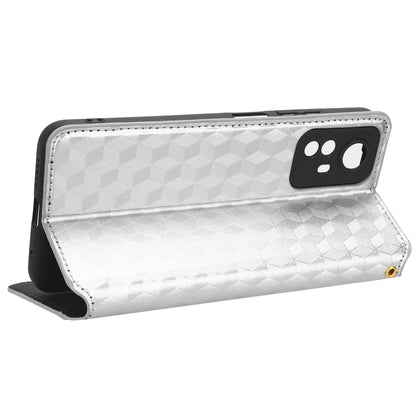 For Xiaomi Redmi Note 12S 4G Stand Wallet Phone Case PU Leather Rhombus Imprinted Cover