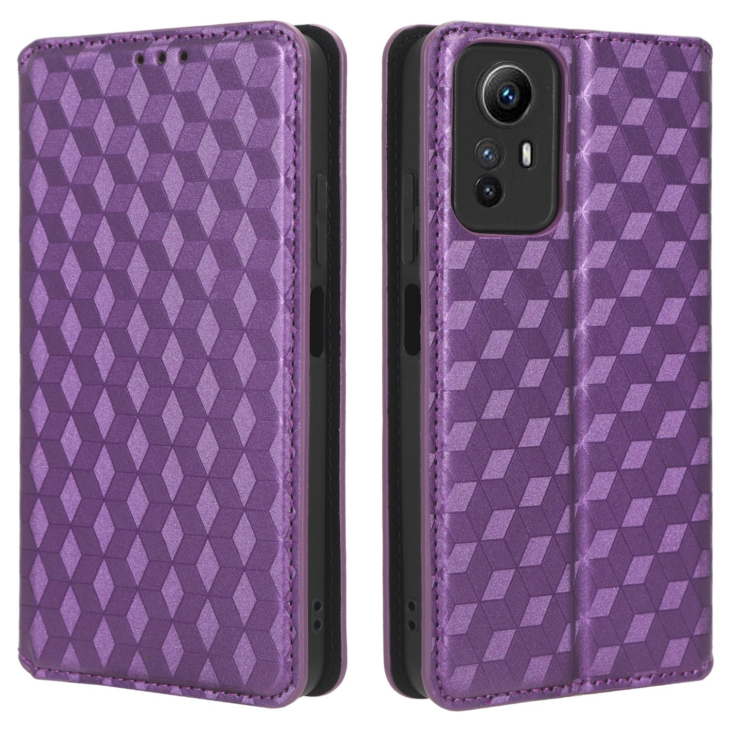 For Xiaomi Redmi Note 12S 4G Stand Wallet Phone Case PU Leather Rhombus Imprinted Cover