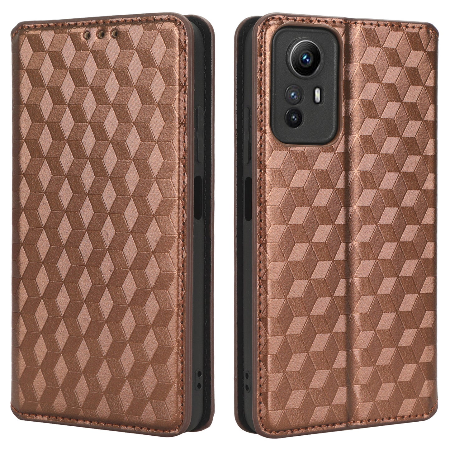 For Xiaomi Redmi Note 12S 4G Stand Wallet Phone Case PU Leather Rhombus Imprinted Cover