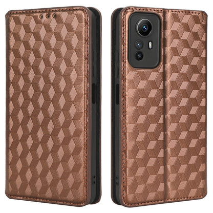 For Xiaomi Redmi Note 12S 4G Stand Wallet Phone Case PU Leather Rhombus Imprinted Cover