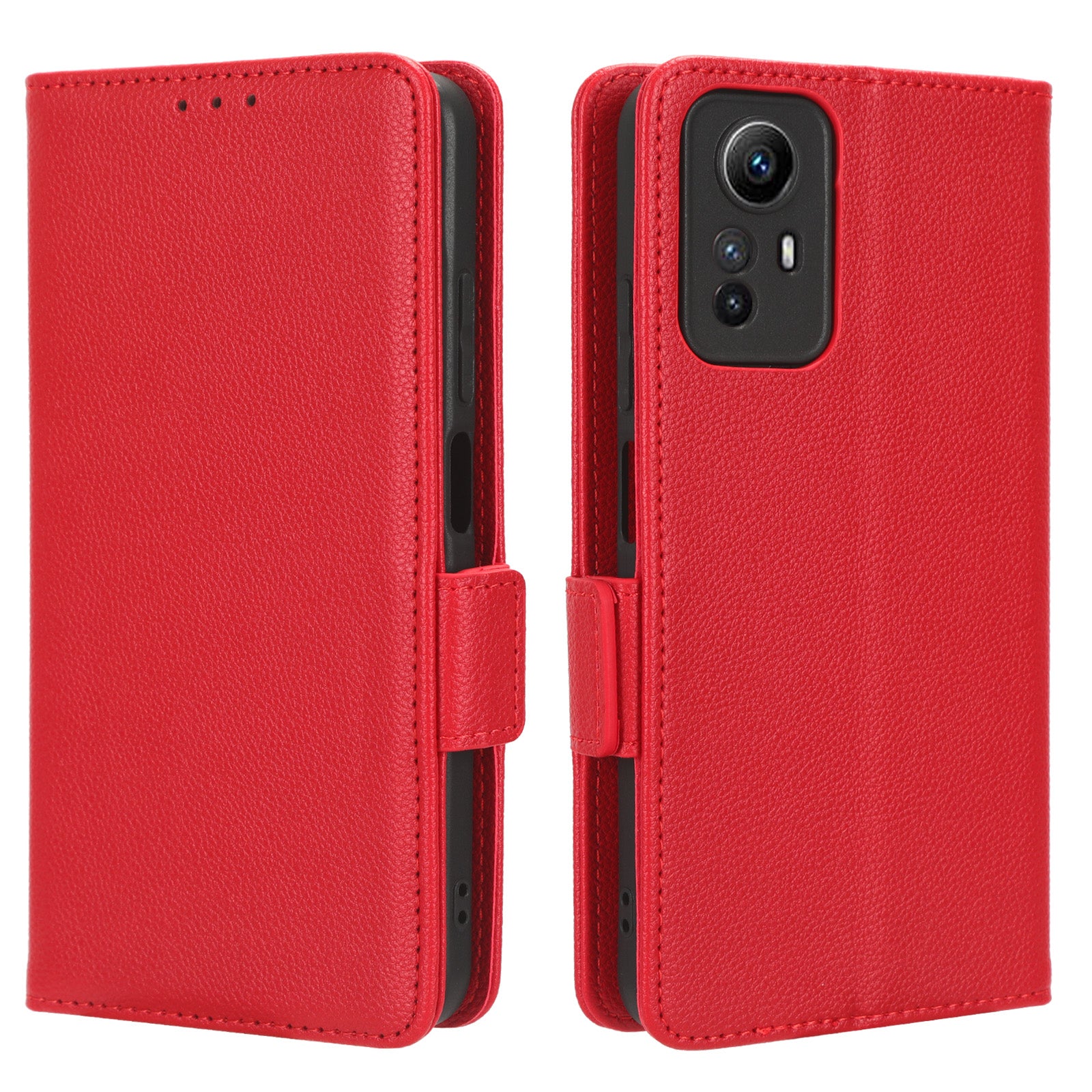 Litchi Texture Leather Case for Xiaomi Redmi Note 12S 4G , Foldable Stand Phone Wallet Cover