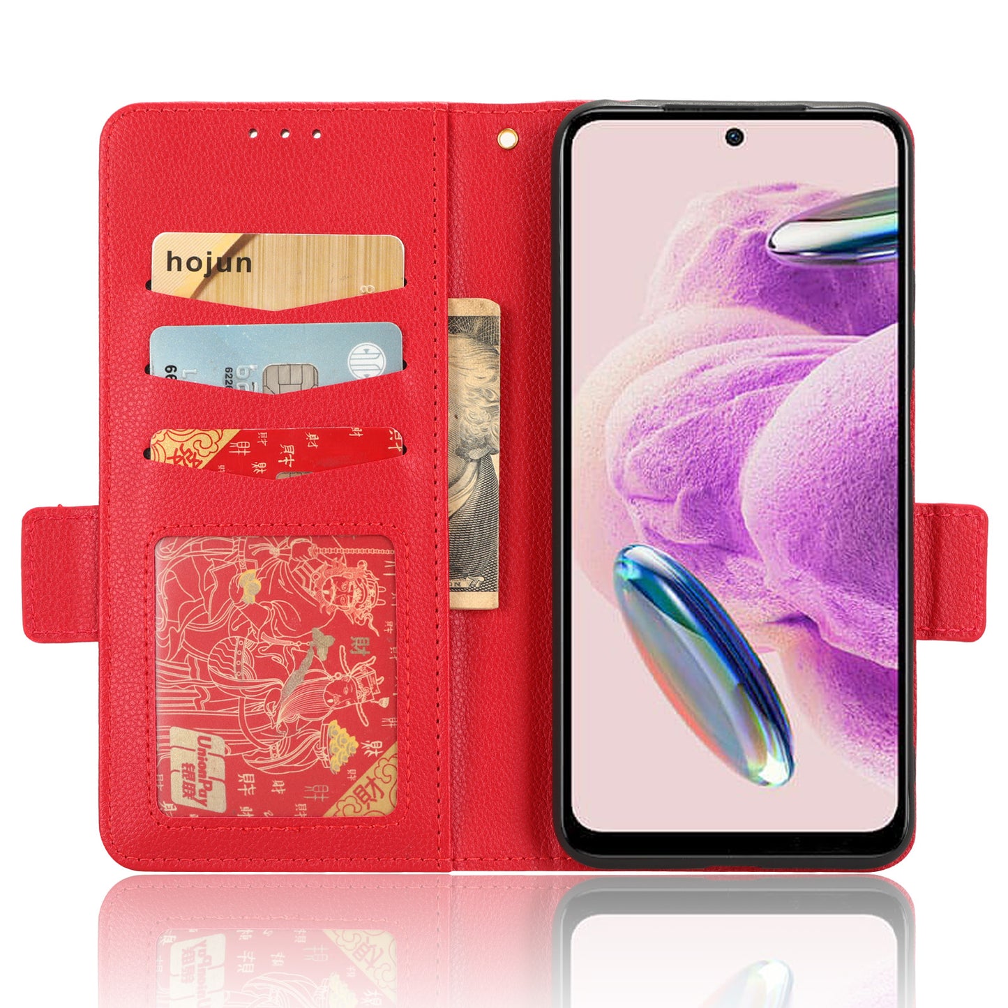 Litchi Texture Leather Case for Xiaomi Redmi Note 12S 4G , Foldable Stand Phone Wallet Cover