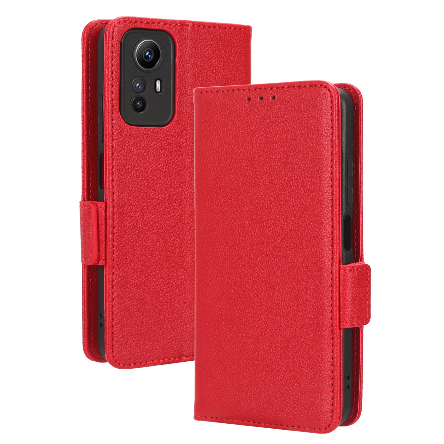 Litchi Texture Leather Case for Xiaomi Redmi Note 12S 4G , Foldable Stand Phone Wallet Cover