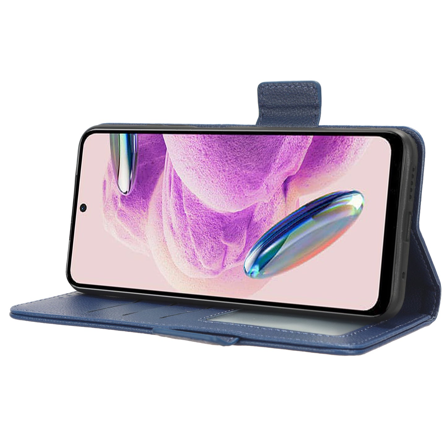 Litchi Texture Leather Case for Xiaomi Redmi Note 12S 4G , Foldable Stand Phone Wallet Cover