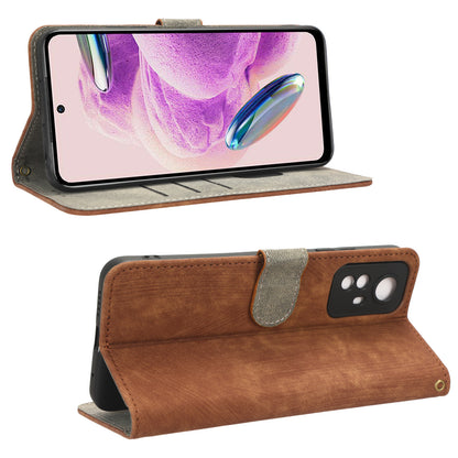 RFID Blocking Phone Case for Xiaomi Redmi Note 12S 4G , Wallet Stand Leather Cover with Strap