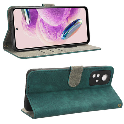 RFID Blocking Phone Case for Xiaomi Redmi Note 12S 4G , Wallet Stand Leather Cover with Strap